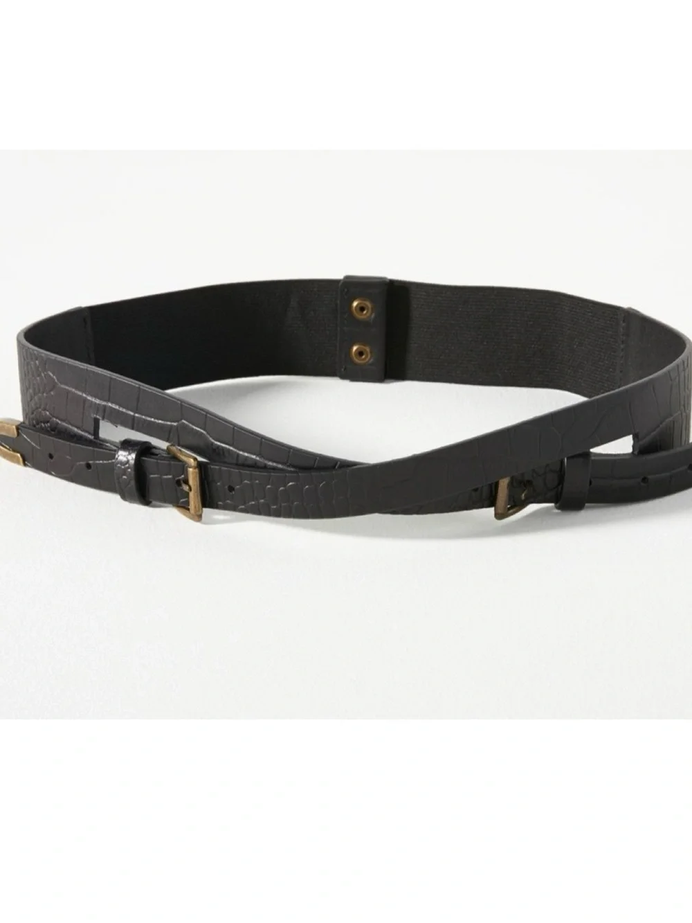 NWOT Anthropologie Cross Buckle Leather Belt In Black  Size Small